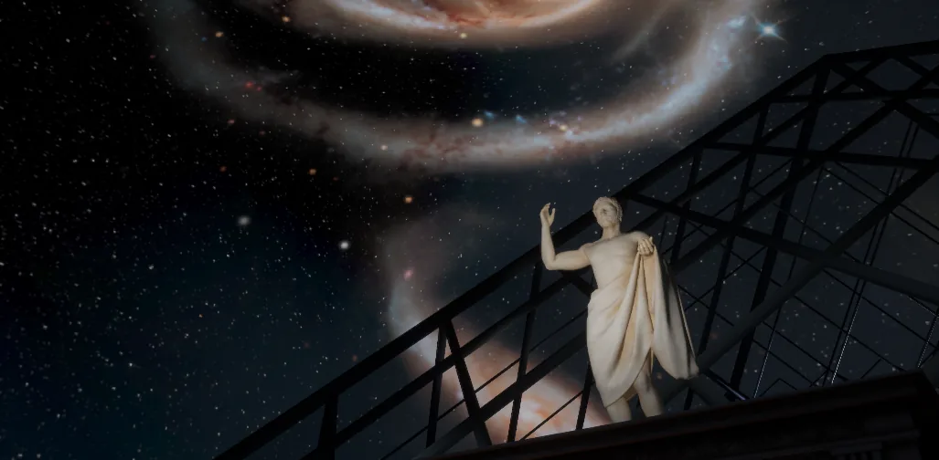 星河漂浮石龕聖殿：星河中的冥想階梯與雕像